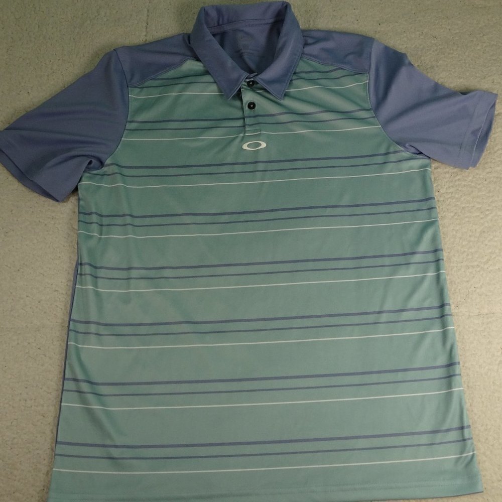 Oakley Lime/Grayish Blue Polo Shirt Size Medium